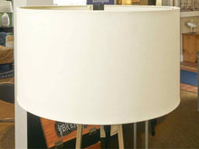 Chrome Floor Lamp with Black Base with Drum Shade