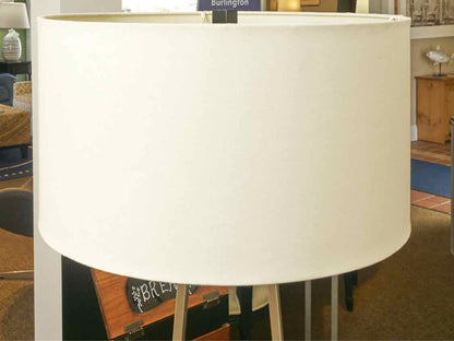 Chrome Floor Lamp with Black Base with Drum Shade