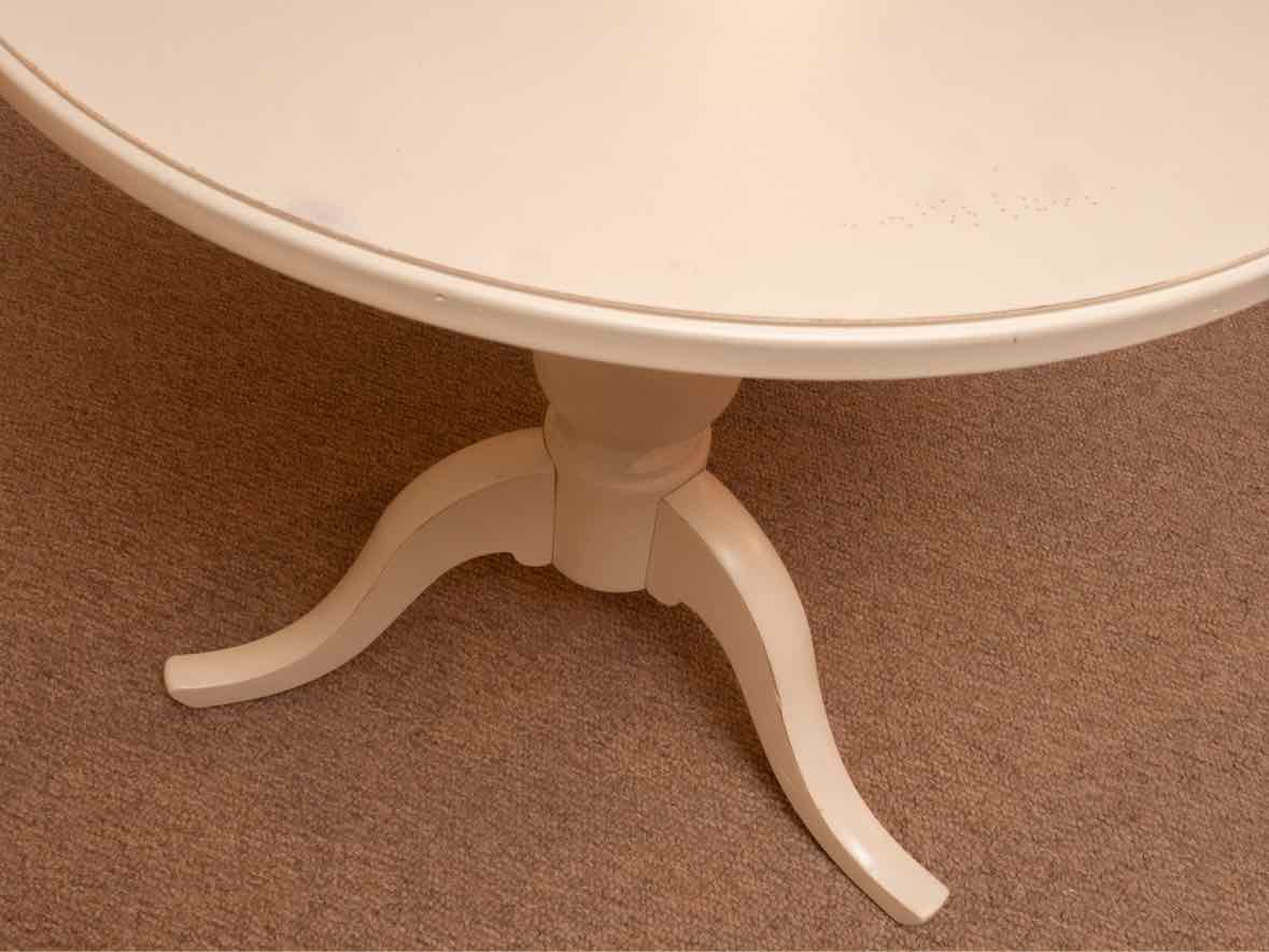 Stanley  Ivory Finish Pedestal Accent Table