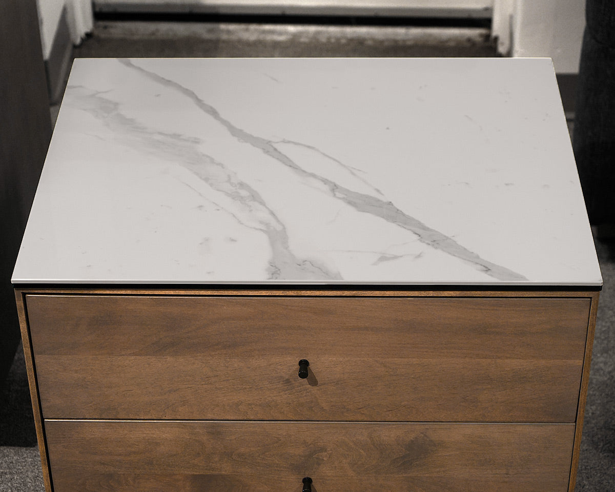 Pair of Room & Board Glass Top Nightstands
