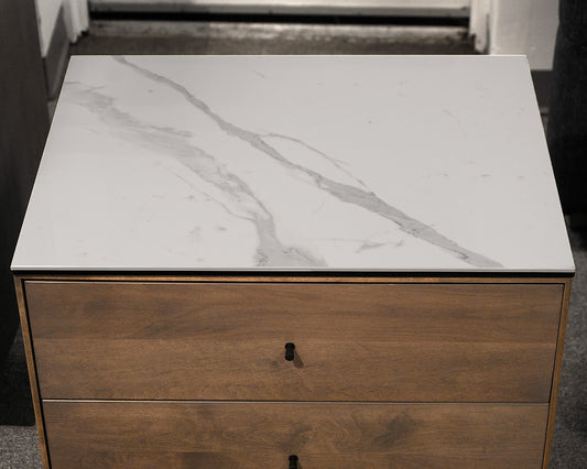 Pair of Room & Board Glass Top Nightstands