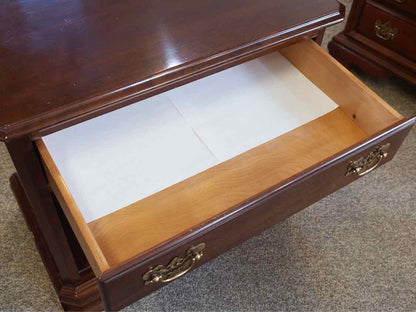 Pair of Ethan Allen Single Drawer Nightstands in Cherry with Brass Pulls