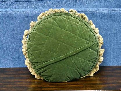 Pair Of Round Needlepoint Accent Pillows