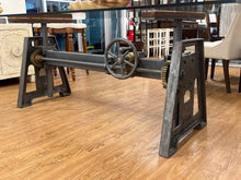 Arhaus Large Crank Industrial Desk w/ Glass Top