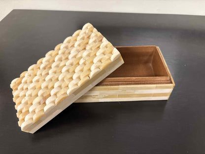 Small Decorative Box with Bone Inlay and Raised Top