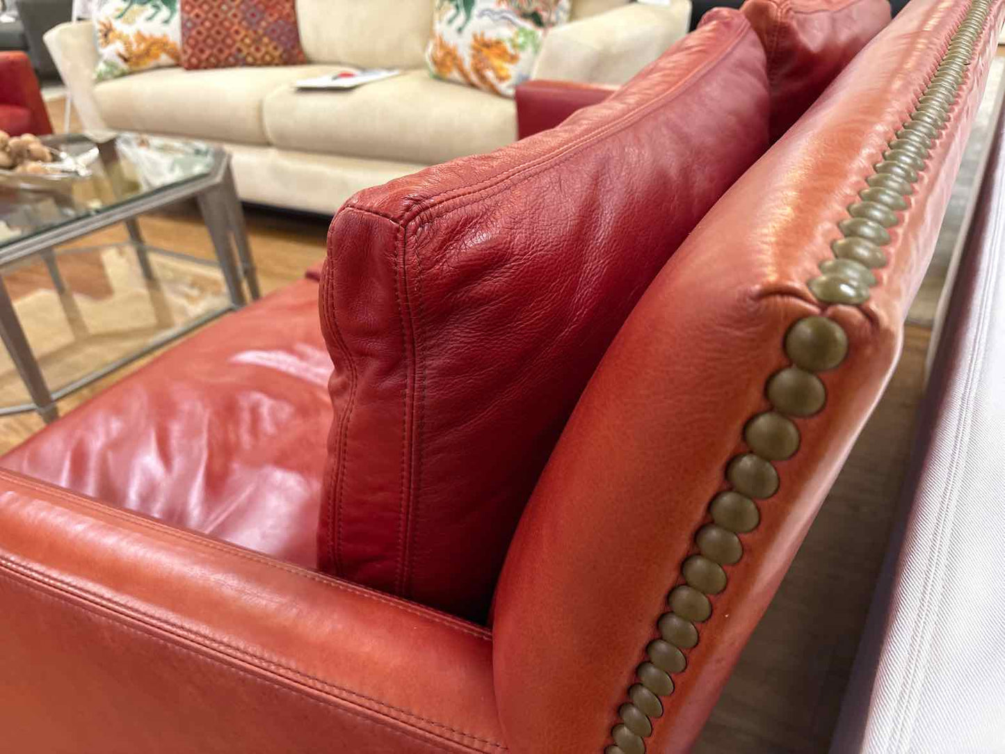 Lee Industries Red Leather Loveseat