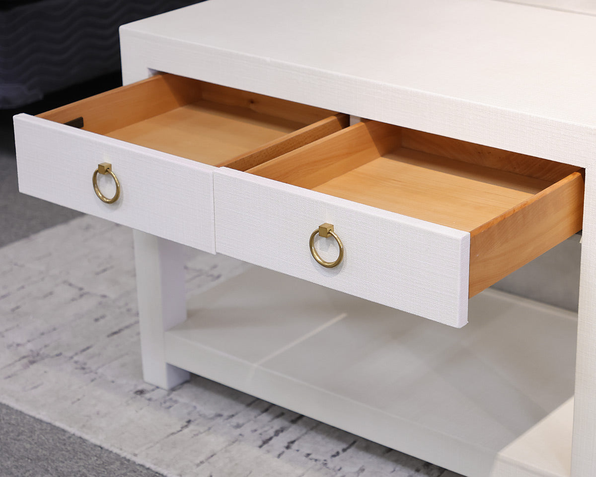 Serena & Lily White Linen Wrapped Nightstand