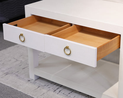 Serena & Lily White Linen Wrapped Nightstand