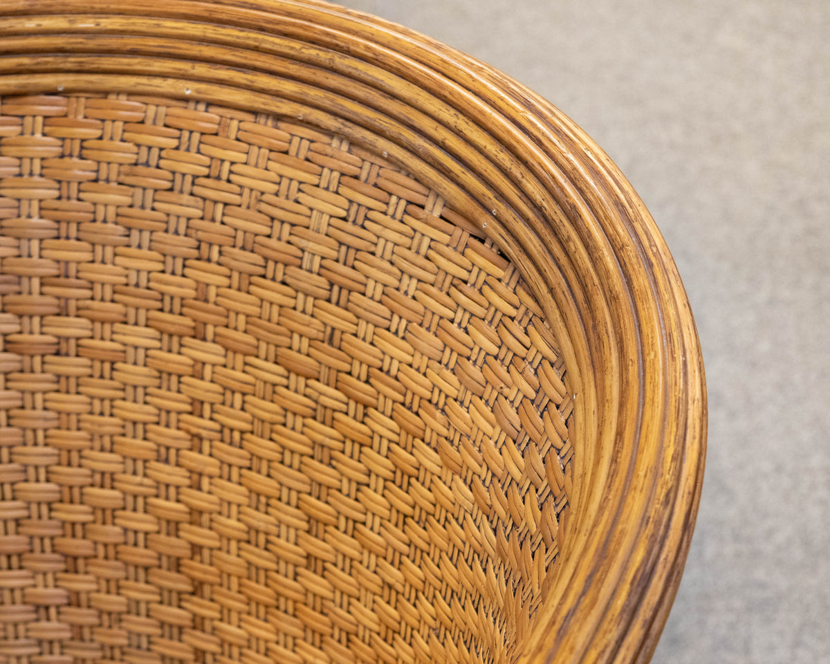 Palacek Bamboo Rattan Wicker Barrel Chair in Honey Finish