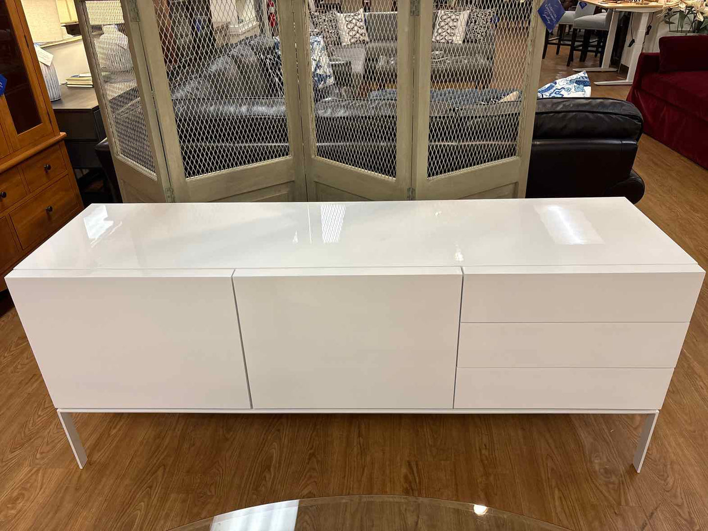 Contemporary White Lacquer Console