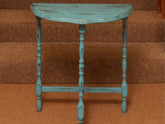 Distressed Aqua Blue Finish Demi Side Table