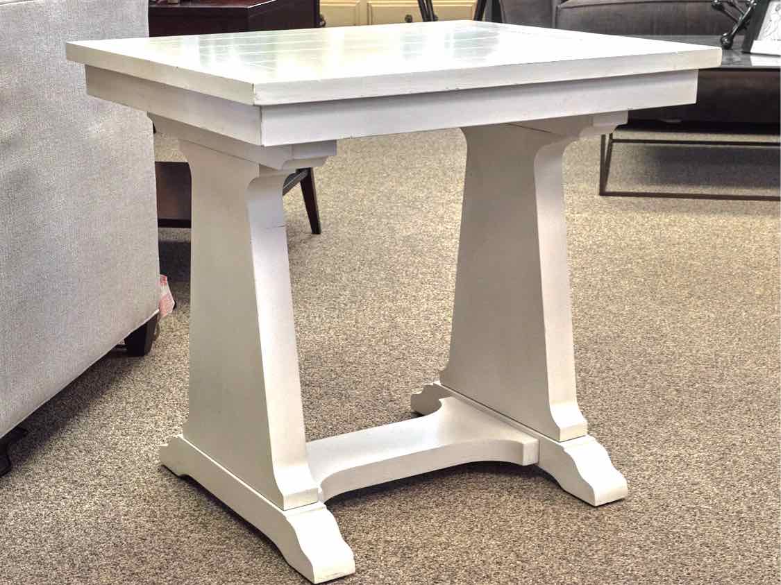 Pair of White Plank Top Side Tables
