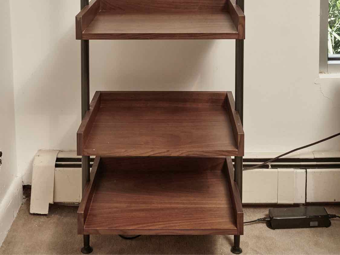 Newberry Walnut 5 Shelf & Metal Leaning  Etagere