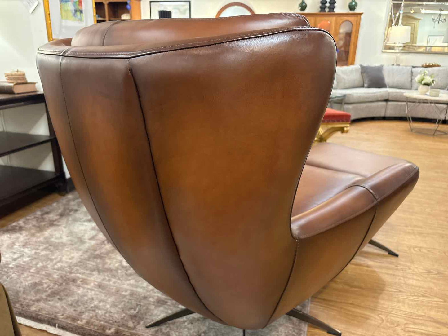 Pottery Barn 'Wells' Swivel Chair + Ottoman