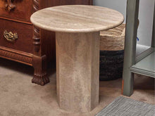 Round Solid Travertine Accent Table