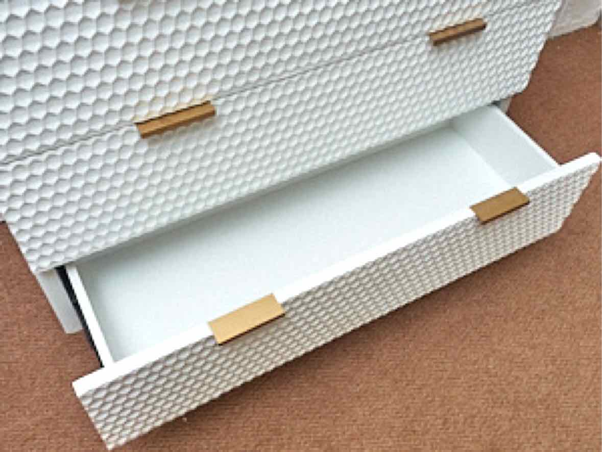 Adore Decor "Jolie' 3 Drawer White Finish Honeycomb Chest