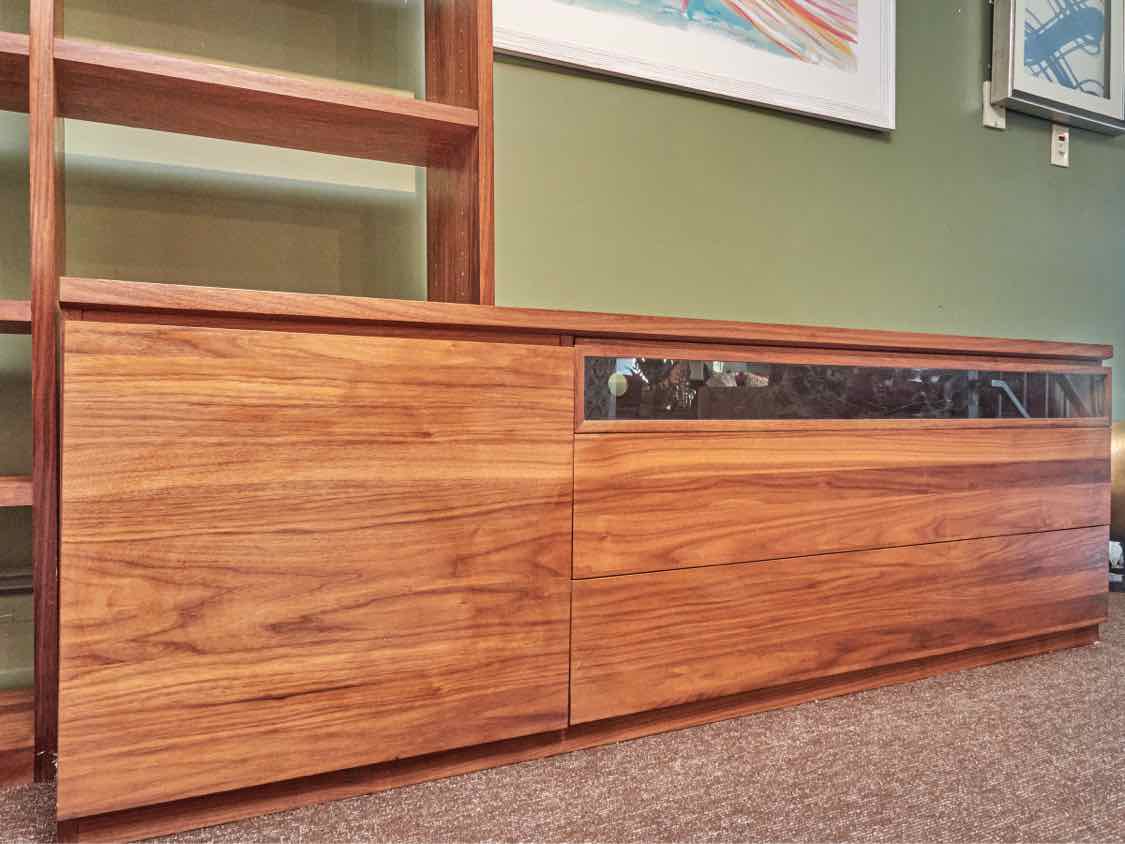 Danish Teak 10 Shelf Bookcase & 2 Drawer & Door Console