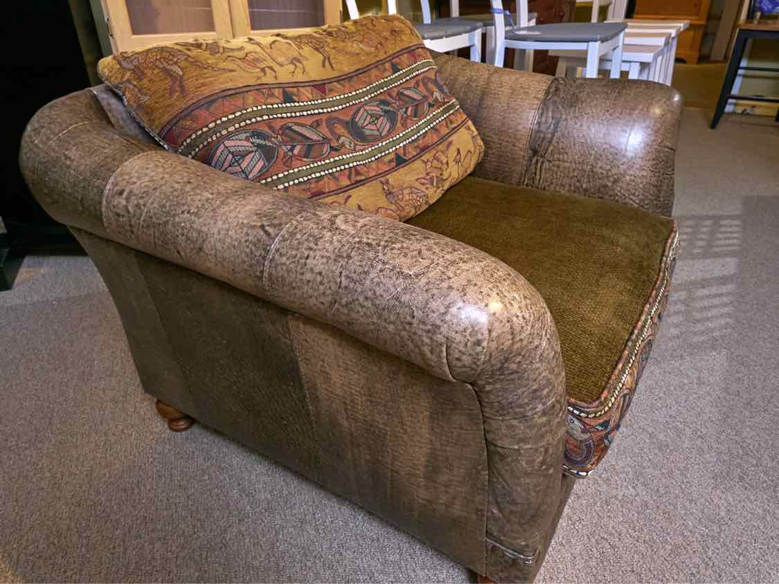 Century Furniture 'Southwestern  Leather & Upholstered  Chair & Ottoman