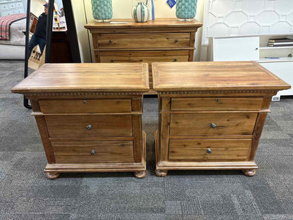 RH Pair of 'St. James' Nightstands in Antiqued Natural Finish