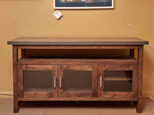 Crate & Barrel Metal Top 3 Glass Doors Weathered Oak Media Console