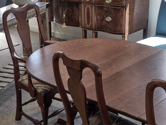 Eldred Wheeler Cherry Double Pedestal Dining Table & Set of Six Chairs