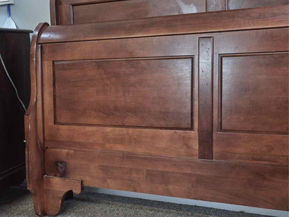Maple Queen Sleigh Bed with Cherry Stain Finish
