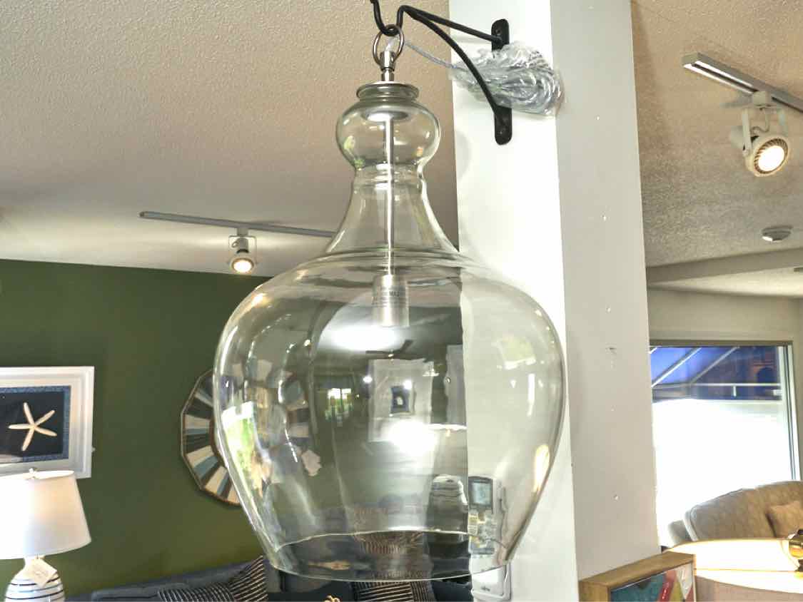 Pottery Barn Flynn Large Glass Globe Nickel Finish  Pendant