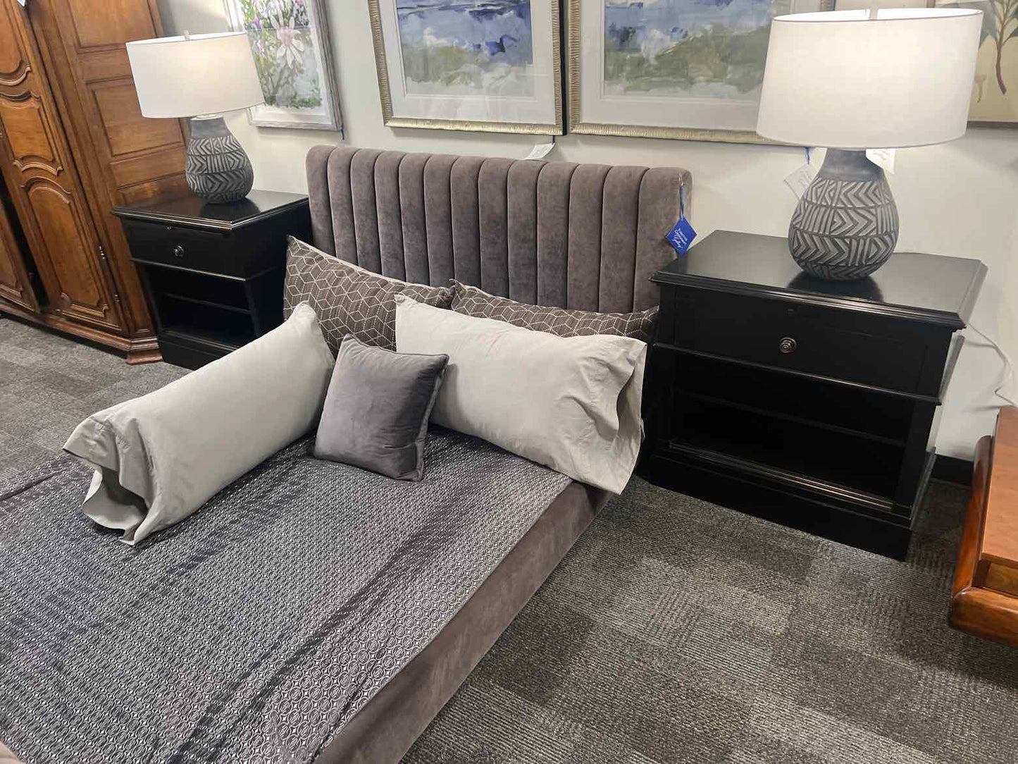 Pair of Pottery Barn Black Nightstands