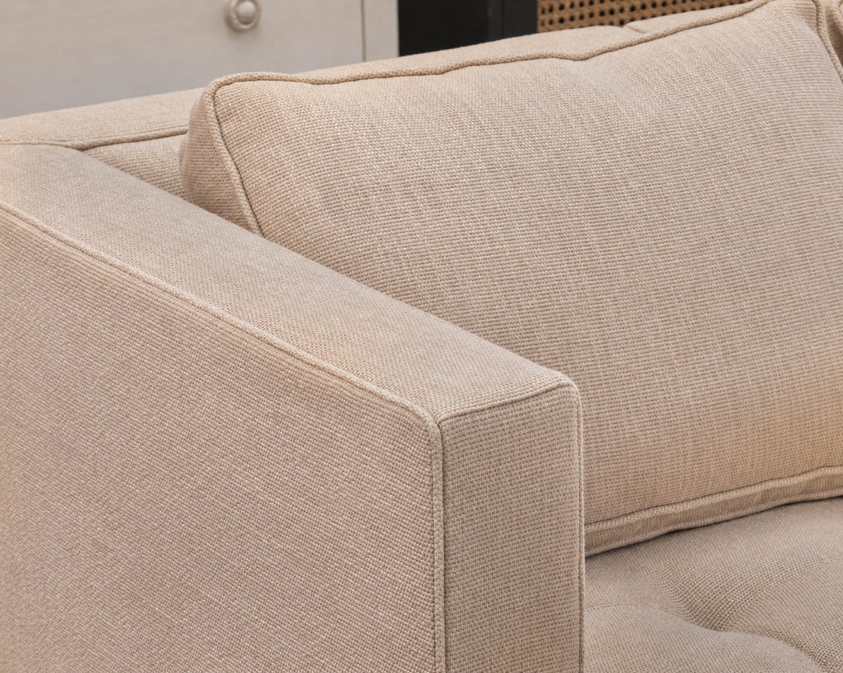 Duralee Tufted Three Piece Sectional in Golden Wheat Upholstery