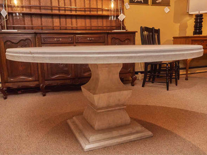 Ballard Design 'Andrews 'White Washed Mango Wood Round Pedestal Dining Table