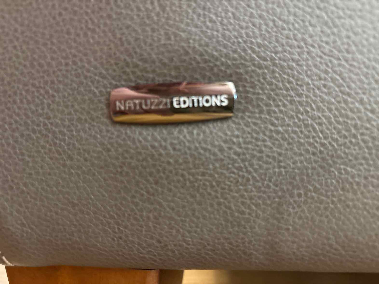 Natuzzi Grey Leather 3-Seat Sofa