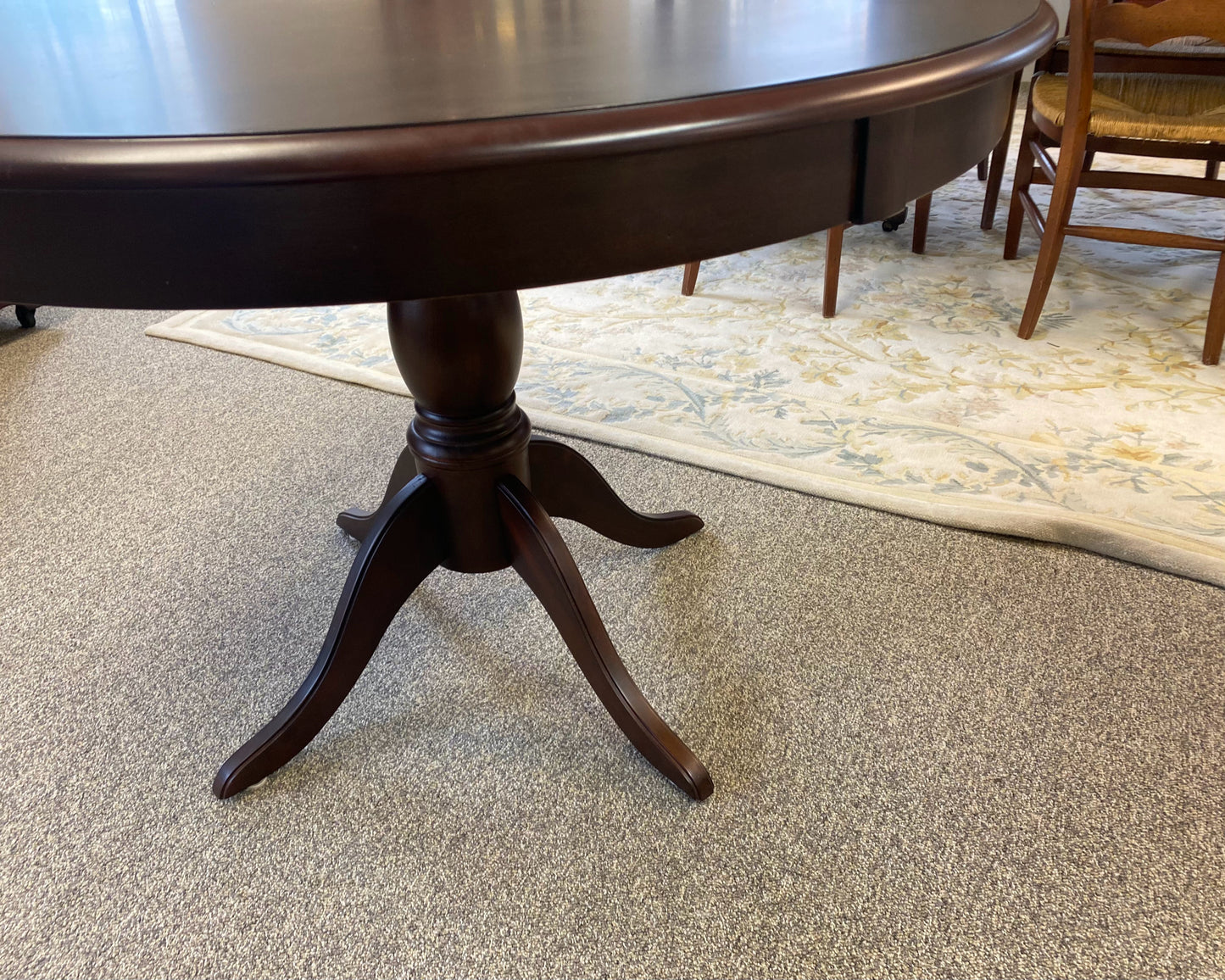 Dark Cherry Round Pedestal Dining Table