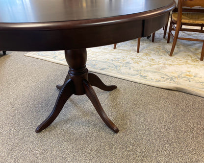 Dark Cherry Round Pedestal Dining Table