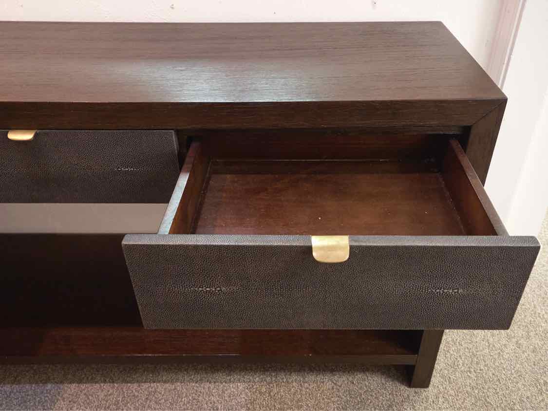 Brownstone Furniture Sideboard with Shagreen Drawer Fronts and Lower Shelf