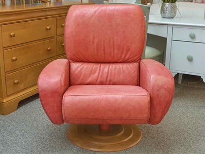 Coral Leather Recliner W/ Ottoman
