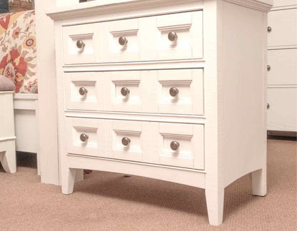 White Finish 3 Drawer Bedside Chest