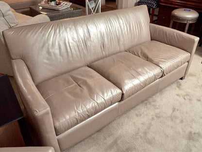 Boston Interiors Leather  Klyine  'Lustre Pebble' 3 Cushion  Sofa