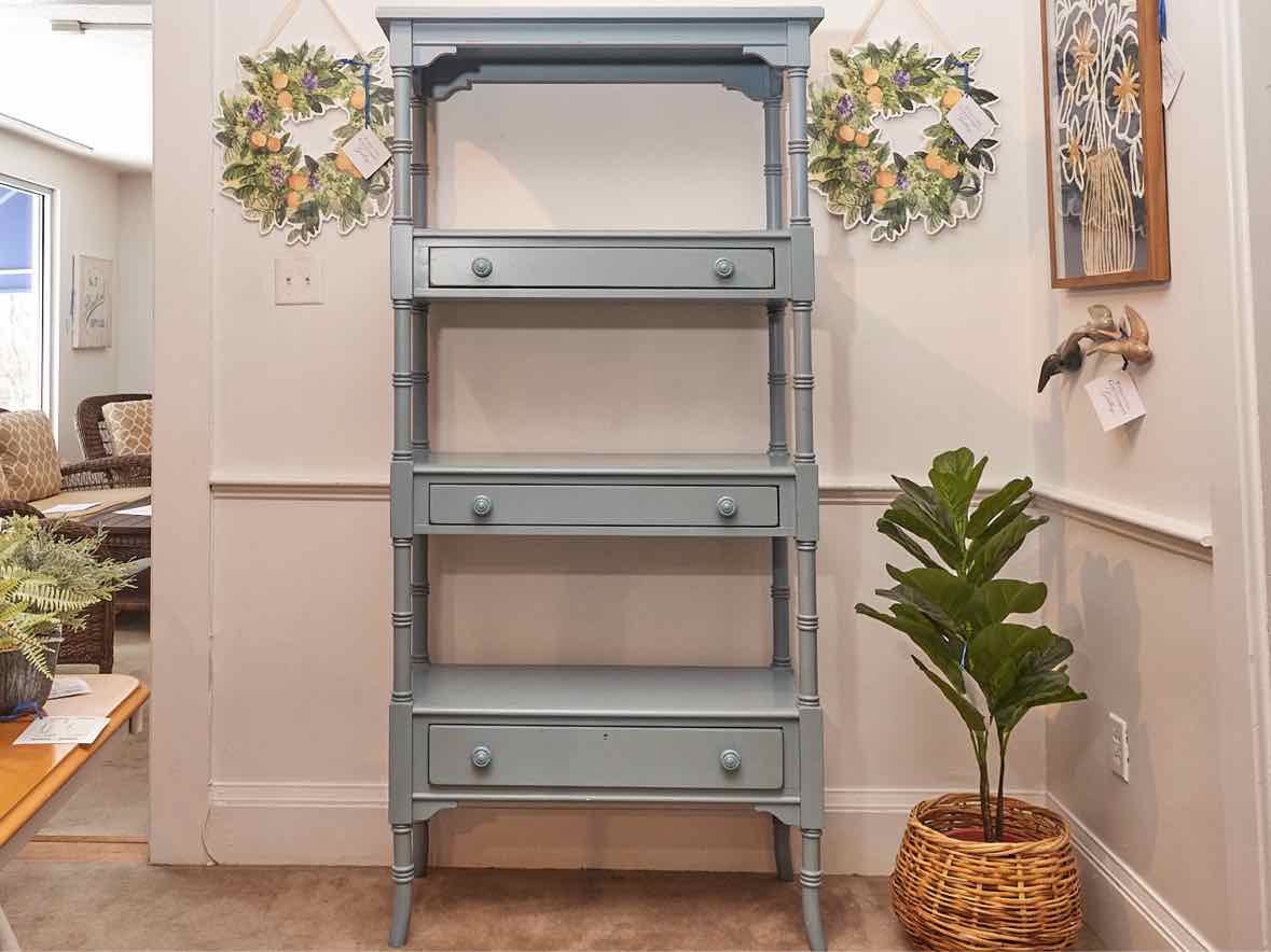 Stanley 'Robin's Egg Blue' 3 Shelf 3 Drawer Etagere