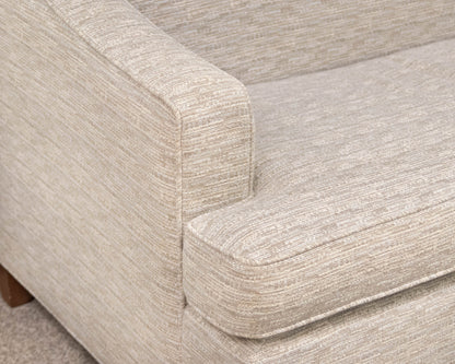 Avery Boardman Textured Track Arm Sofa In Hues Of Beige/Blue & Cream