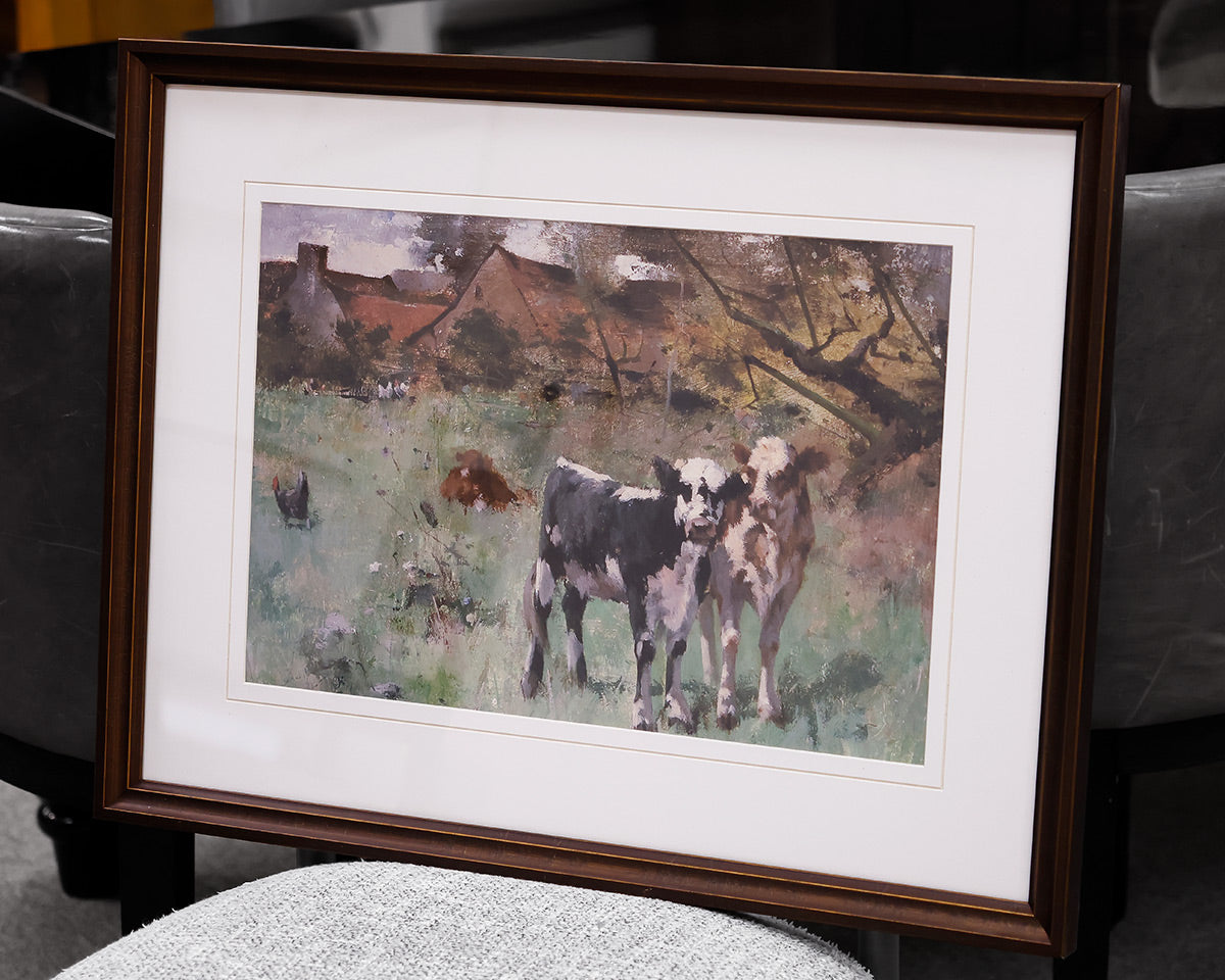 Vintage Calf Oil Painting