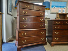 Solid Wood Seven Drawer Chest on Chest in Mahogany Stain