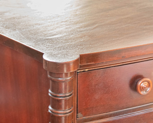 Mahogany 5 Drawer Chest with Fluted Column Sides