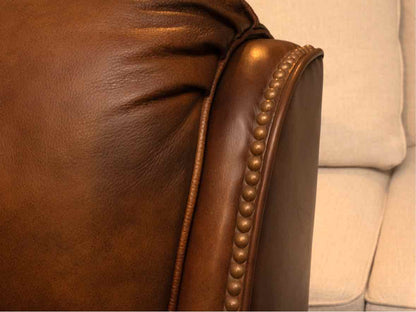 Flexsteel Mocha Brown Leather  With Nailhead Trim Recliner