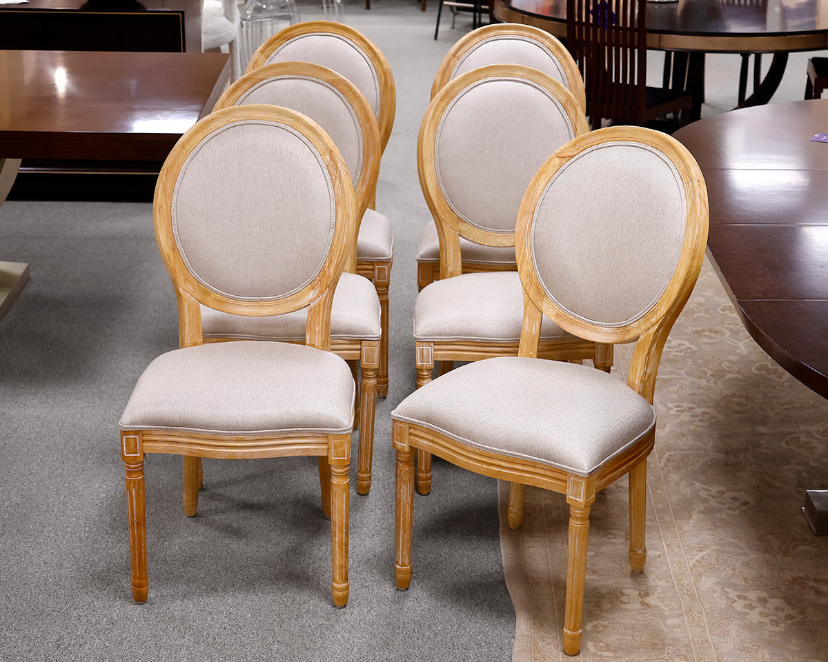 Set of 6 French Country Oval Back Dining Chairs