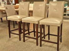 Set of Three Beige Faux Leather Counter Stools