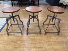 Set Of 3 Industrial Style Adjustable Counter Stools