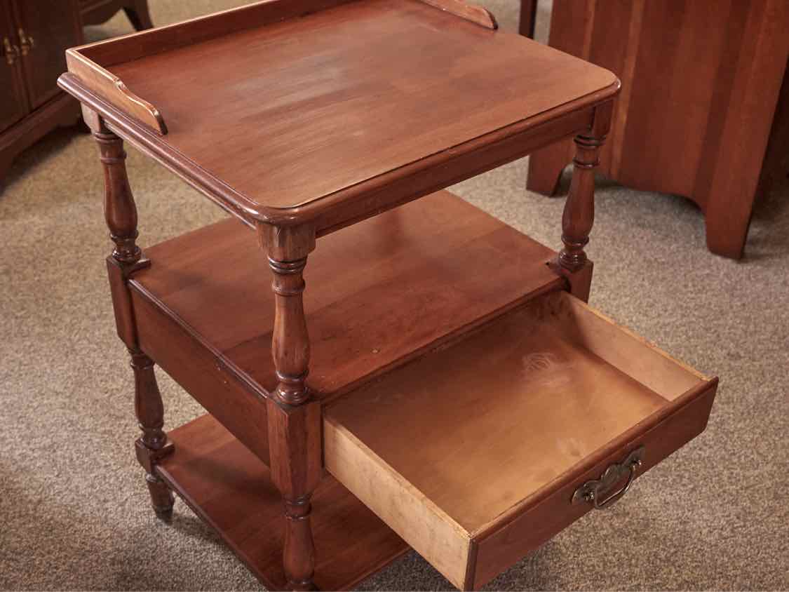 Cherry Nightstand with 1 Drawer & 2 Shelves