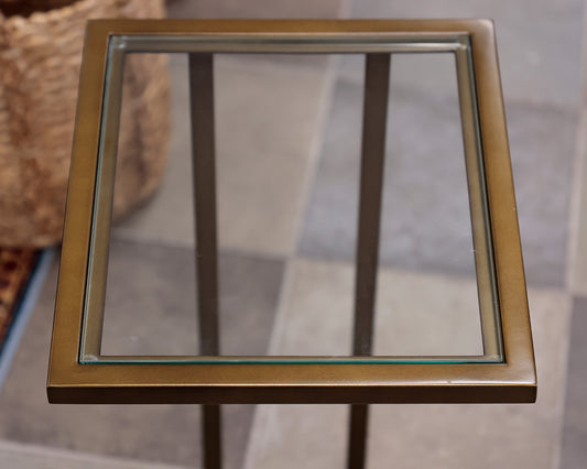 Pair of Greek Key Style Overhang Side Tables