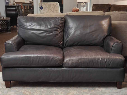 Bradington Young  Blue Grey Leather 2 Cushion Loveseat