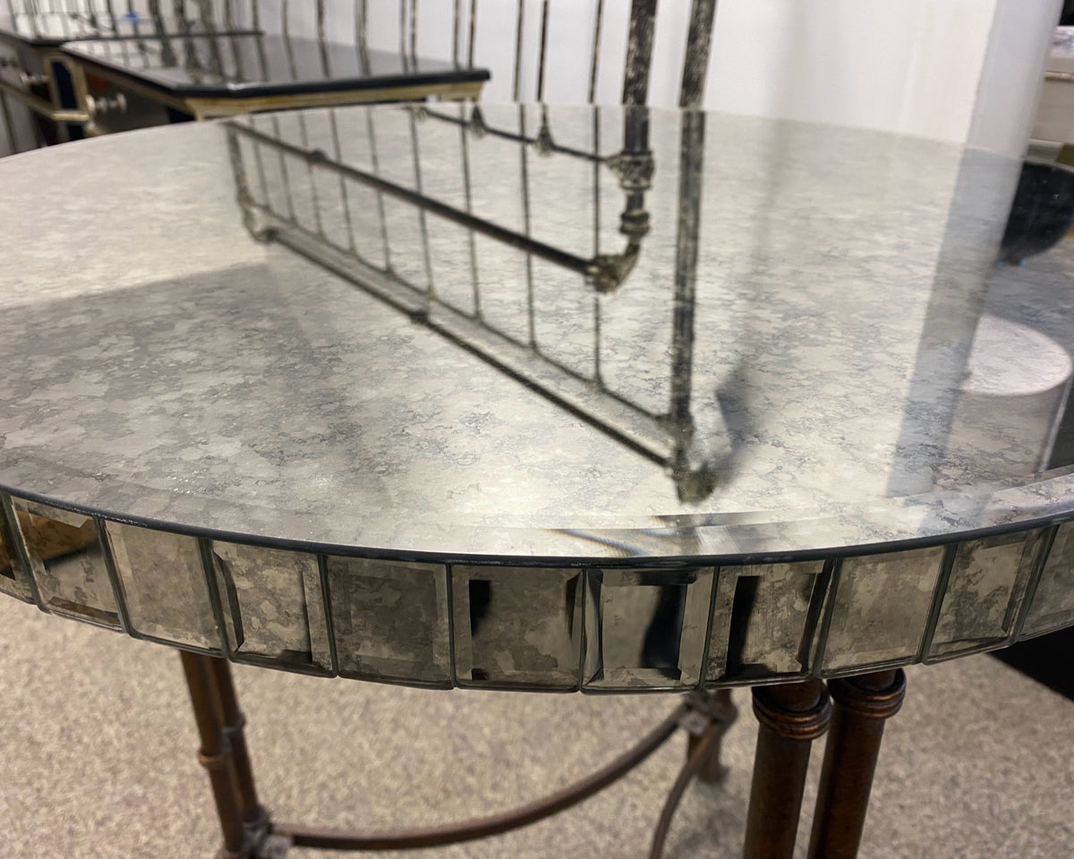 Wisteria Venetian Bamboo Side Table with Mirrored Top